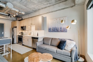 An open floor plan makes this luxury condo unit perfect for your stay.