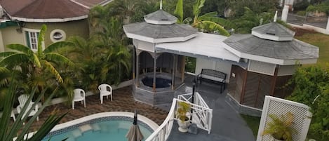 pool and gazebos