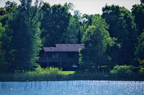 The view from Strawberry Lake.  The cabin has 160 feet of private shoreline.