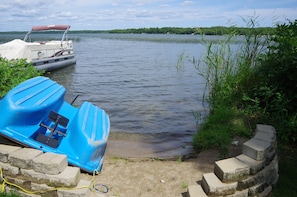 The lake is crystal clear and the lake bottom is all sand--perfect for swimming!