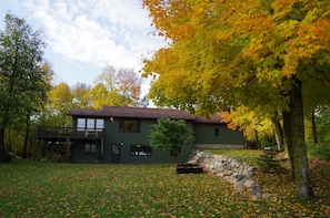 Back of cabin in fall