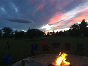 Fire pit at dusk