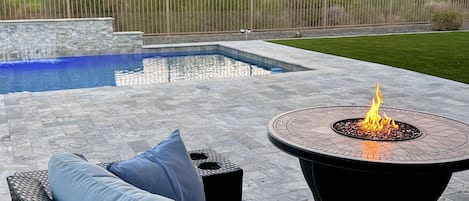 Patio with gas fire table