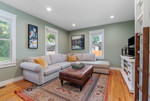 Comfy couches and cute decor!