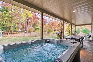 Covered hot tub