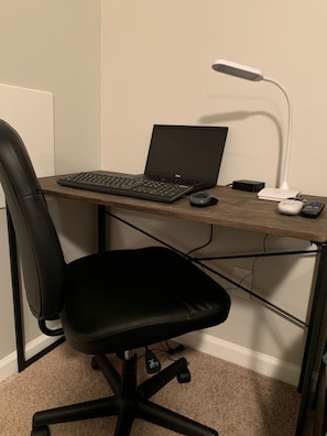 Bedroom 1 has a work station, great for business travel! 