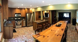 Kitchen with island and wet bar