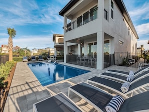 Spend hours lounging by your private west-facing pool