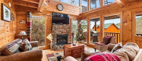 Living room with Panoramic glass windows to let Sunshine in