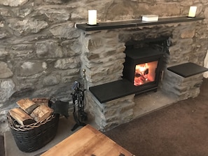 Wood-burner in living room  