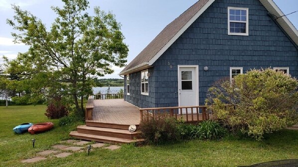 Newly repainted exterior in Wedgewood Blue with white trim. 
