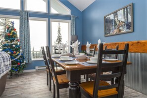 Dining table seats 8 (two counter stools as well)