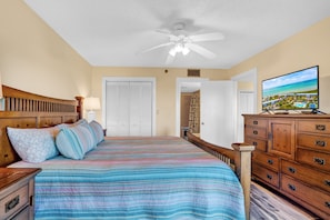 Primary bedroom with TV