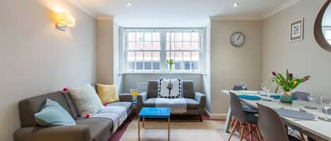 The open plan kitchen and dining area