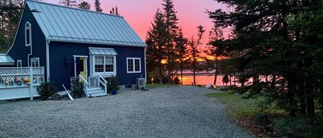 Swedish Cottage on Joy Bay at sunrise