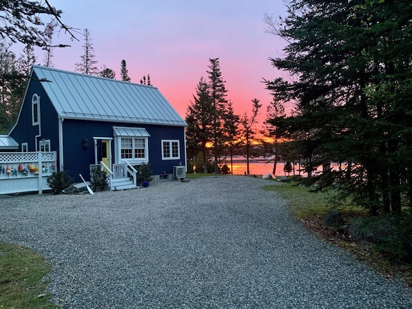 Swedish Cottage on Joy Bay at sunrise