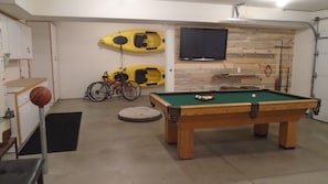 The garage converted game room