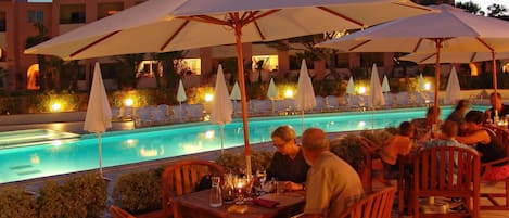 Water, Furniture, Table, Chair, Sky, Outdoor Furniture, Umbrella, Swimming Pool, Leisure, Shade