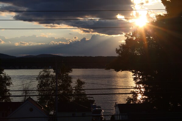 Sunset views from balcony on a cloudy day