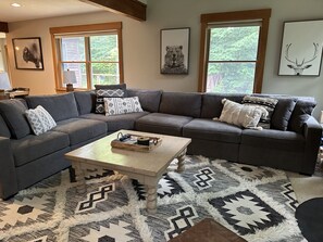 Cozy up on the XL fireside sectional!