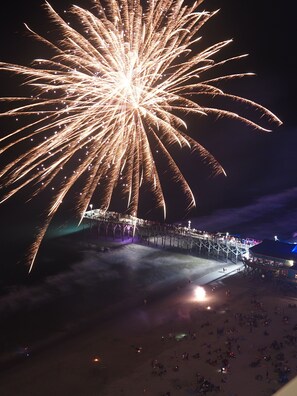 4th of July fireworks displays all along the beach.