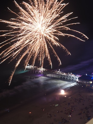 4th of July fireworks displays all along the beach.
