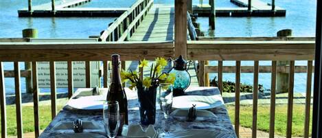 Dining under covered porch