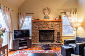 Family room with Wood Burning Fireplace