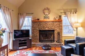 Family room with Wood Burning Fireplace