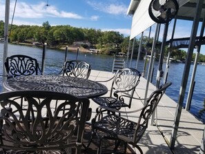 Covered Seating for 9 at this lovely high top table & an outdoor fan!