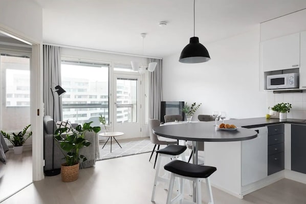 Beautiful open plan kitchen and living room.