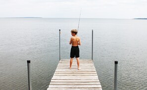 This little guy can touch here!  So shallow even far out!