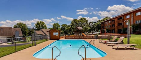 Outdoor Pool just 60 yards away from back patio! Level walk to pool.