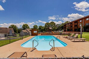 Outdoor Pool just 60 yards away from back patio! Level walk to pool.
