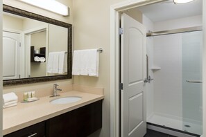 Bright bathrooms are refreshing after a day of adventure.