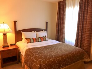 Drift to sleep in a comfortable bed after a wonderful day outside.