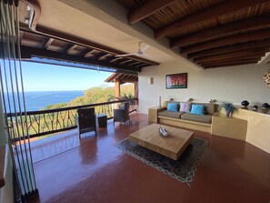 Patio and living room