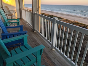 Relax with family on the expansive view of the Atlantic on the oceanfront deck.