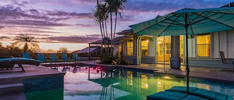 Relax by the private pool at our rental in Kailua Kona