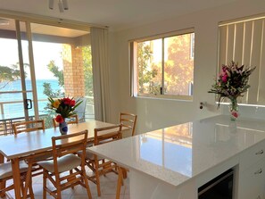 New kitchen with beautiful views of Shoal Bay Beach