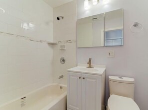 Relax in a tub,  a hot shower, bright lights and a blu tooth speaker for privacy