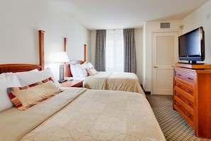 Relax on the comfy bed after a day outside.
