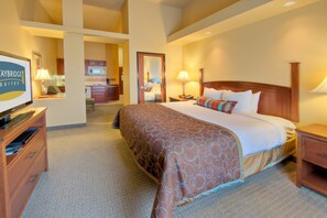 Relax on the comfy bed after a day outside.