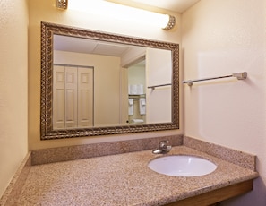 Bright bathrooms are refreshing after a day of adventure.