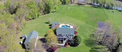 Ariel View: 10 acres on the Potomac River w/ Pool, Tiki Bar & Sports Court