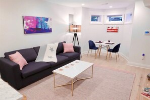 Bright and modern living space welcomes weary travelers 
