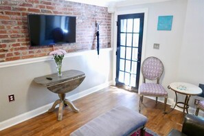 Smart TV in the living space is perfect for keeping up with your favorite shows!