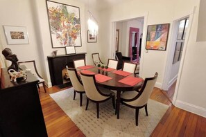 Dining room can seat six to seven people comfortably