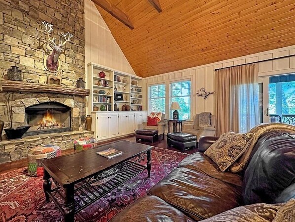 Living Room with Wood Burning Fireplace, Main Level
