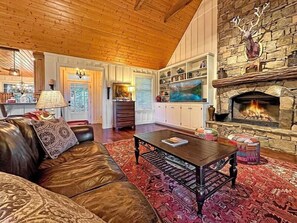 Living Room with Wood Burning Fireplace, Main Level